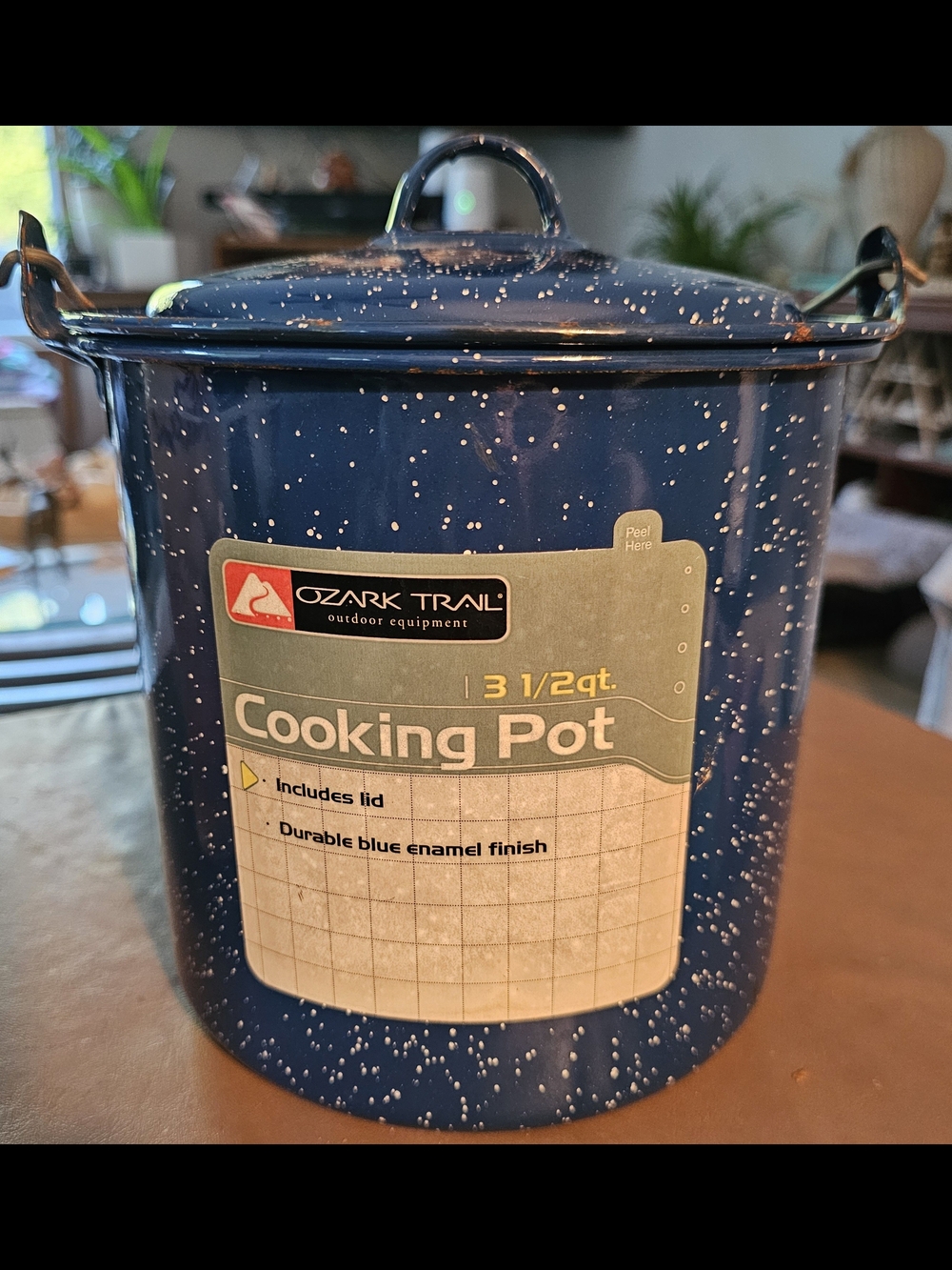 Ozark Trail Blue Enamel Cooking Pot with Lid - 3 1/2 qt